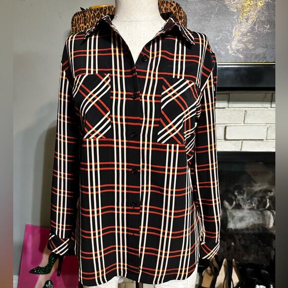 ANTHROPOLOGIE SANCTUARY Button Up Top Black Striped Women’s Size XS - Picture 1 of 9